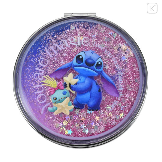 Japan Disney Store Floating Sequins 2-sided Compact Mirror - Scrump & Stitch : Stitch Day Collection 2026 - 1