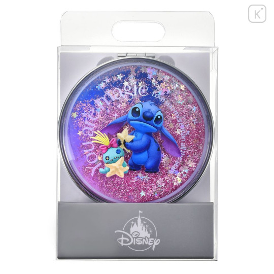Japan Disney Store Floating Sequins 2-sided Compact Mirror - Scrump & Stitch : Stitch Day Collection 2026 - 2