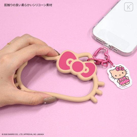 Japan Sanrio Multi Ring Plus with Silicone Bracelet - Hello Kitty : Tan Swimsuit Pink Heart - 5