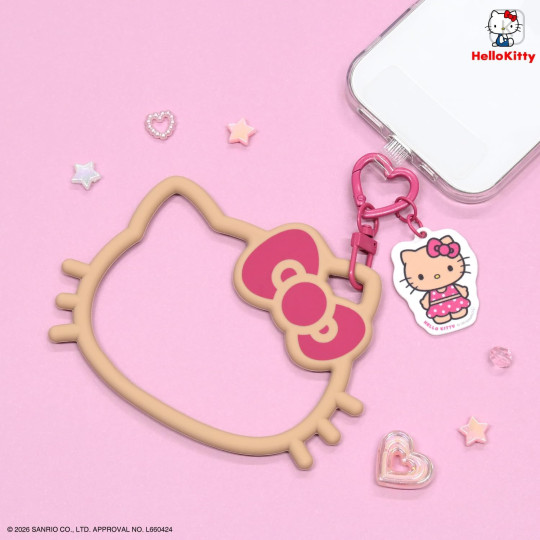 Japan Sanrio Multi Ring Plus with Silicone Bracelet - Hello Kitty : Tan Swimsuit Pink Heart - 6