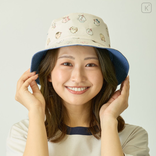 Japan Chiikawa Reversible Wide Brim Sun Hat - Chiikawa & Hachiware & Usagi : Chiikawa Park Flag Denim - 5