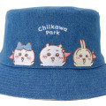Japan Chiikawa Reversible Wide Brim Sun Hat - Chiikawa & Hachiware & Usagi : Chiikawa Park Flag Denim - 8
