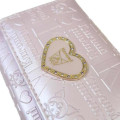 Japan Sanrio Clasp Trifold Wallet - Kuromi : Patent Leather Pearl Purple Gold Heart Embossed - 5