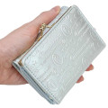 Japan Sanrio Clasp Trifold Wallet - Cinnamoroll : Patent Leather Pearl Blue Gold Heart Embossed - 2