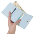 Japan Sanrio Clasp Trifold Wallet - Cinnamoroll : Patent Leather Pearl Blue Gold Heart Embossed - 3