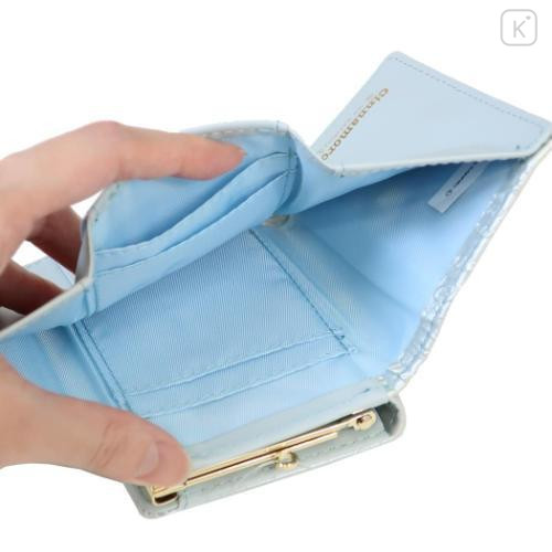 Japan Sanrio Clasp Trifold Wallet - Cinnamoroll : Patent Leather Pearl Blue Gold Heart Embossed - 4