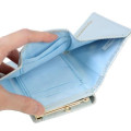 Japan Sanrio Clasp Trifold Wallet - Cinnamoroll : Patent Leather Pearl Blue Gold Heart Embossed - 4