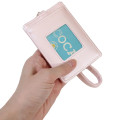 Japan Sanrio Pass Case Card Holder & Reel - Hello Kitty : Patent Leather Pearl Pink Gold Heart Embossed - 2