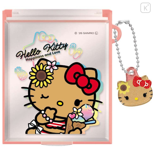 Japan Sanrio Mirror with Charm - Hello Kitty : Tan Sunburned Swimsuit Summer - 1