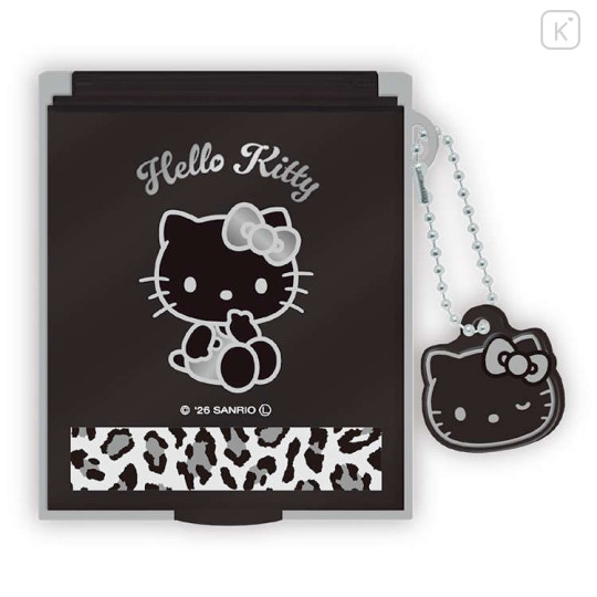 Japan Sanrio Mirror with Charm - Hello Kitty : Monochrome Leopard - 1