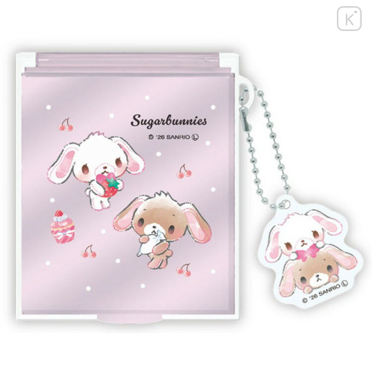 Japan Sanrio Mirror with Charm - Sugarbunnies : Strawberry Pink - 1