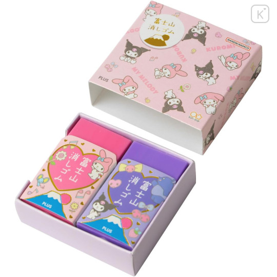 Japan Sanrio Air-in Mount Fuji Eraser Set - Kuromi & My Melody - 5