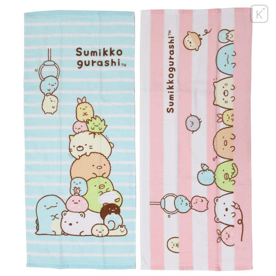 Japan San-X Jacquard Face Towel - Sumikko Gurashi : Crane Game Blue Pink - 1