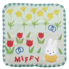 Japan Miffy Jacquard Mini Towel Handkerchief - Flower Green