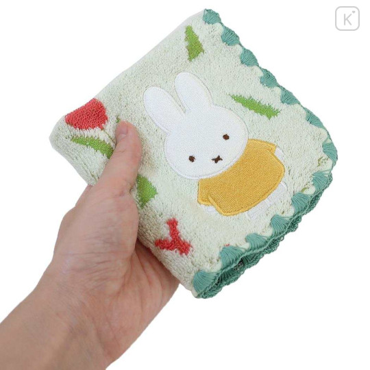 Japan Miffy Jacquard Mini Towel Handkerchief - Flower Green - 3