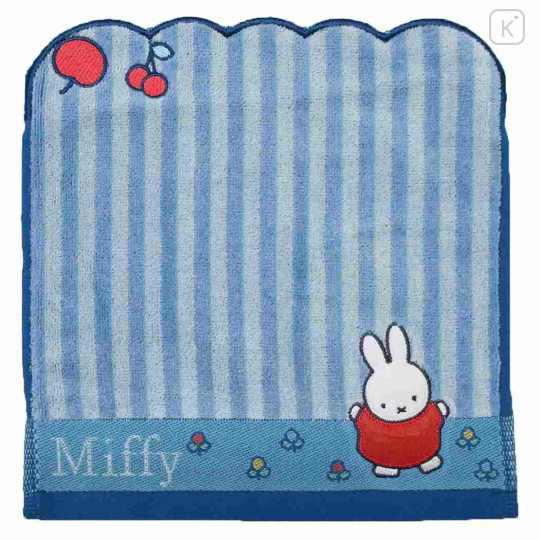 Japan Miffy Jacquard Mini Towel Handkerchief - Striped Blue - 1