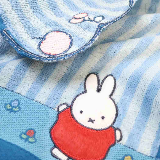 Japan Miffy Jacquard Mini Towel Handkerchief - Striped Blue - 2