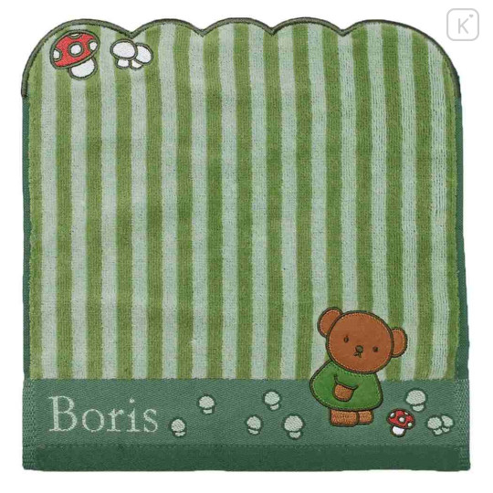 Japan Miffy Jacquard Mini Towel Handkerchief - Boris : Striped Green - 1