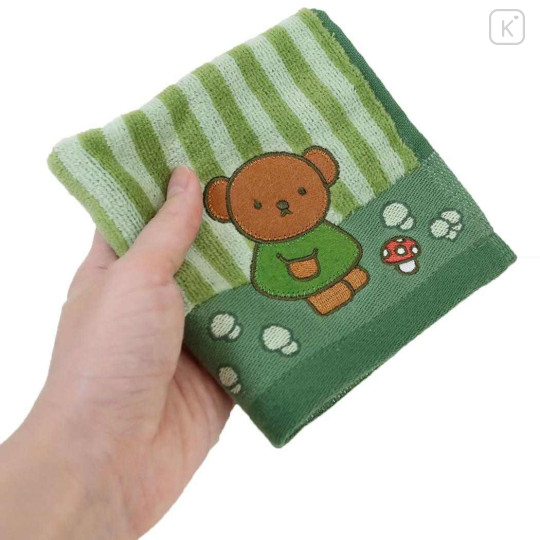 Japan Miffy Jacquard Mini Towel Handkerchief - Boris : Striped Green - 3