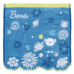 Japan Miffy Jacquard Mini Towel Handkerchief - Boris : Flower Pale Navy