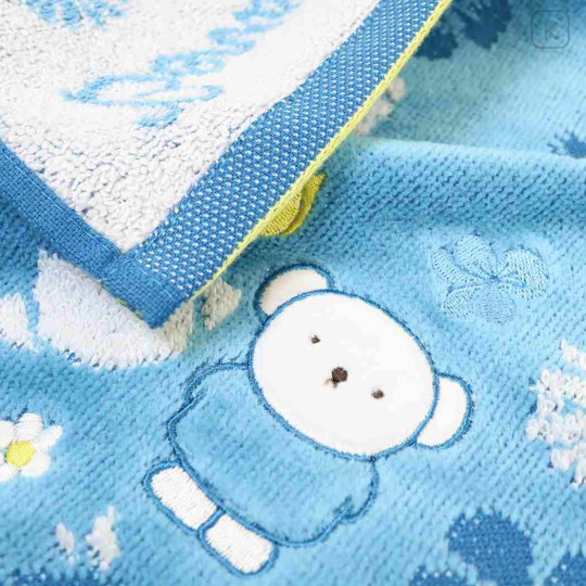 Japan Miffy Jacquard Mini Towel Handkerchief - Boris : Flower Pale Navy - 2