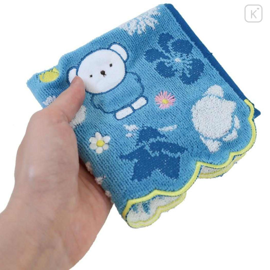 Japan Miffy Jacquard Mini Towel Handkerchief - Boris : Flower Pale Navy - 3