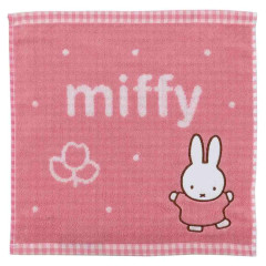 Japan Miffy Jacquard Mini Towel Handkerchief - Gingham Pale Red