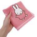 Japan Miffy Jacquard Mini Towel Handkerchief - Gingham Pale Red - 3