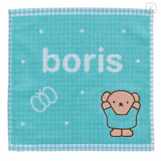 Japan Miffy Jacquard Mini Towel Handkerchief - Boris : Gingham Turquoise - 1