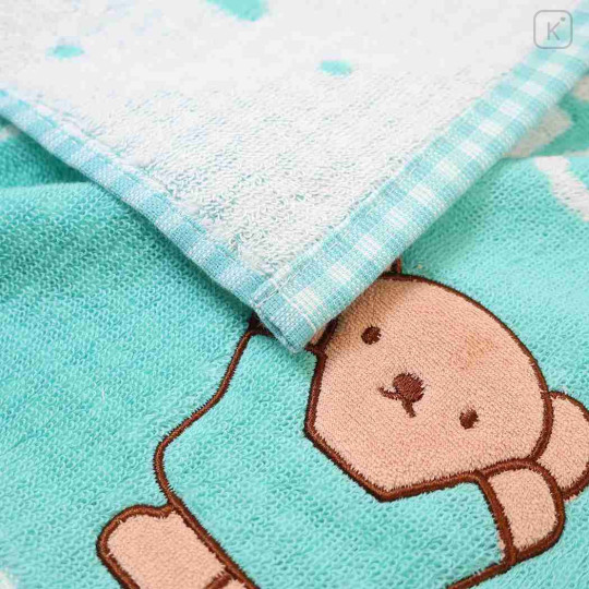 Japan Miffy Jacquard Mini Towel Handkerchief - Boris : Gingham Turquoise - 2