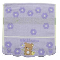 Japan San-X Jacquard Mini Towel Handkerchief - Kiiroitori & Rilakkuma : Flower Purple - 1