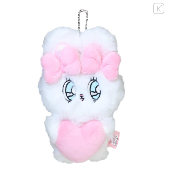 Japan Esther Bunny Magnet Plush Keychain - Heart White - 1