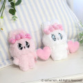 Japan Esther Bunny Magnet Plush Keychain - Heart White - 3