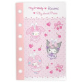 Japan Sanrio 6 Hole Sticker Notebook - Kuromi & My Melody & My Sweet Piano : Bunnies Ballerina Rabbit - 1