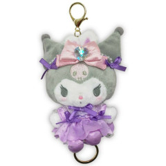 Japan Sanrio Plush Mascot Retractable Reel Keychain - Kuromi : Bunnies Ballerina Rabbit
