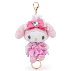 Japan Sanrio Plush Mascot Retractable Reel Keychain - My Melody : Bunnies Ballerina Rabbit