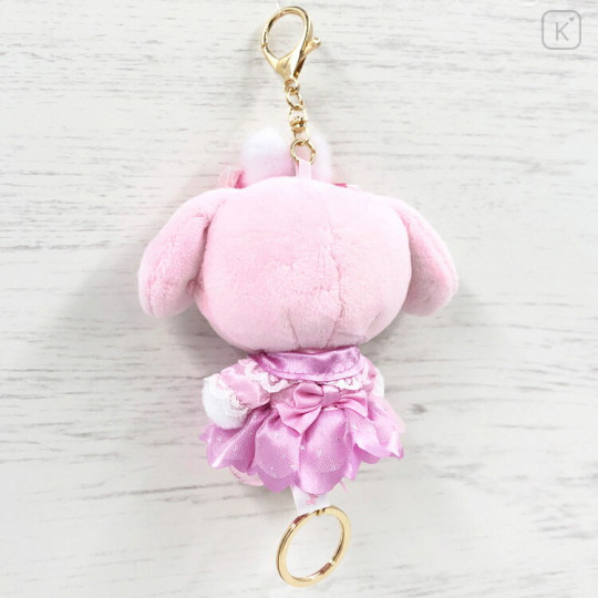 Japan Sanrio Plush Mascot Retractable Reel Keychain - My Melody : Bunnies Ballerina Rabbit - 2