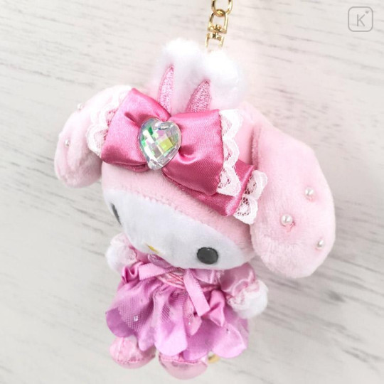 Japan Sanrio Plush Mascot Retractable Reel Keychain - My Melody : Bunnies Ballerina Rabbit - 4