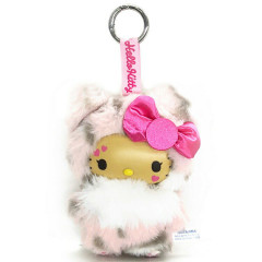 Japan Sanrio Plush Mascot Keychain - Hello Kitty : Fine Face Leopard Pink