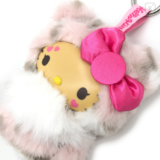 Japan Sanrio Plush Mascot Keychain - Hello Kitty : Fine Face Leopard Pink - 3