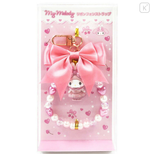Japan Sanrio Beaded Phone Charm Hand Strap - My Melody : Bunnies Ballerina Rabbit - 1