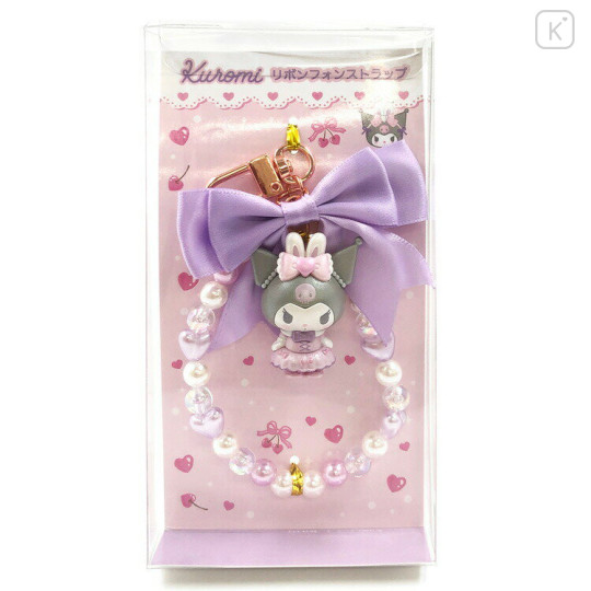 Japan Sanrio Beaded Phone Charm Hand Strap - Kuromi : Bunnies Ballerina Rabbit - 1