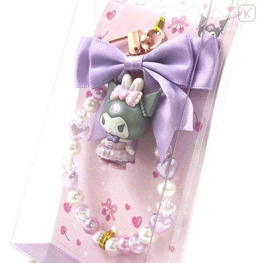 Japan Sanrio Beaded Phone Charm Hand Strap - Kuromi : Bunnies Ballerina Rabbit - 2