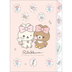Japan San-X Original 5 Pockets A4 Clear File - Chairoikoguma & Korilakkuma : Makeup Rilakkuma Light Pink