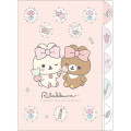 Japan San-X 5 Pockets A4 Clear File - Chairoikoguma & Korilakkuma : Makeup Rilakkuma Light Pink - 1