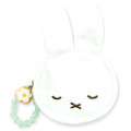 Japan Miffy Face-shaped Pouch with Carabiner - Mint Flower Bead Bijou - 1