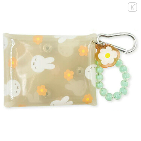 Japan Miffy Multi Clear Case with Carabiner - Mint Flower Bead Bijou - 1