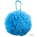 Japan Sesame Street Fluffy Plush Mini Pouch with Carabiner - Cookie Monster Happy Face - 2