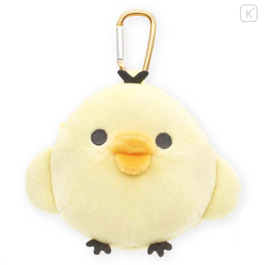 Japan San-X Fluffy Plush Mini Pouch with Carabiner - Kiiroitori - 1