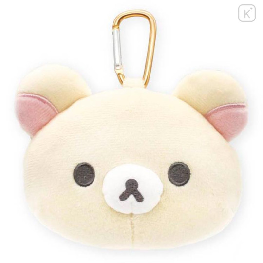 Japan San-X Fluffy Plush Mini Pouch with Carabiner - Korilakkuma : Face - 1